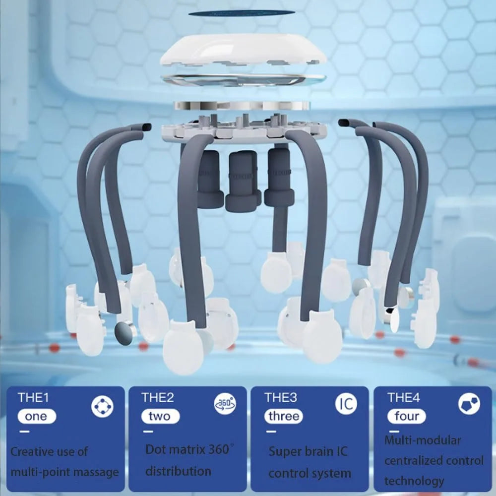 Revitalize Your Senses with the Octopus Claw Eight Claw Electric Head Massager – USB Charging Therapeutic Relaxation Tool
