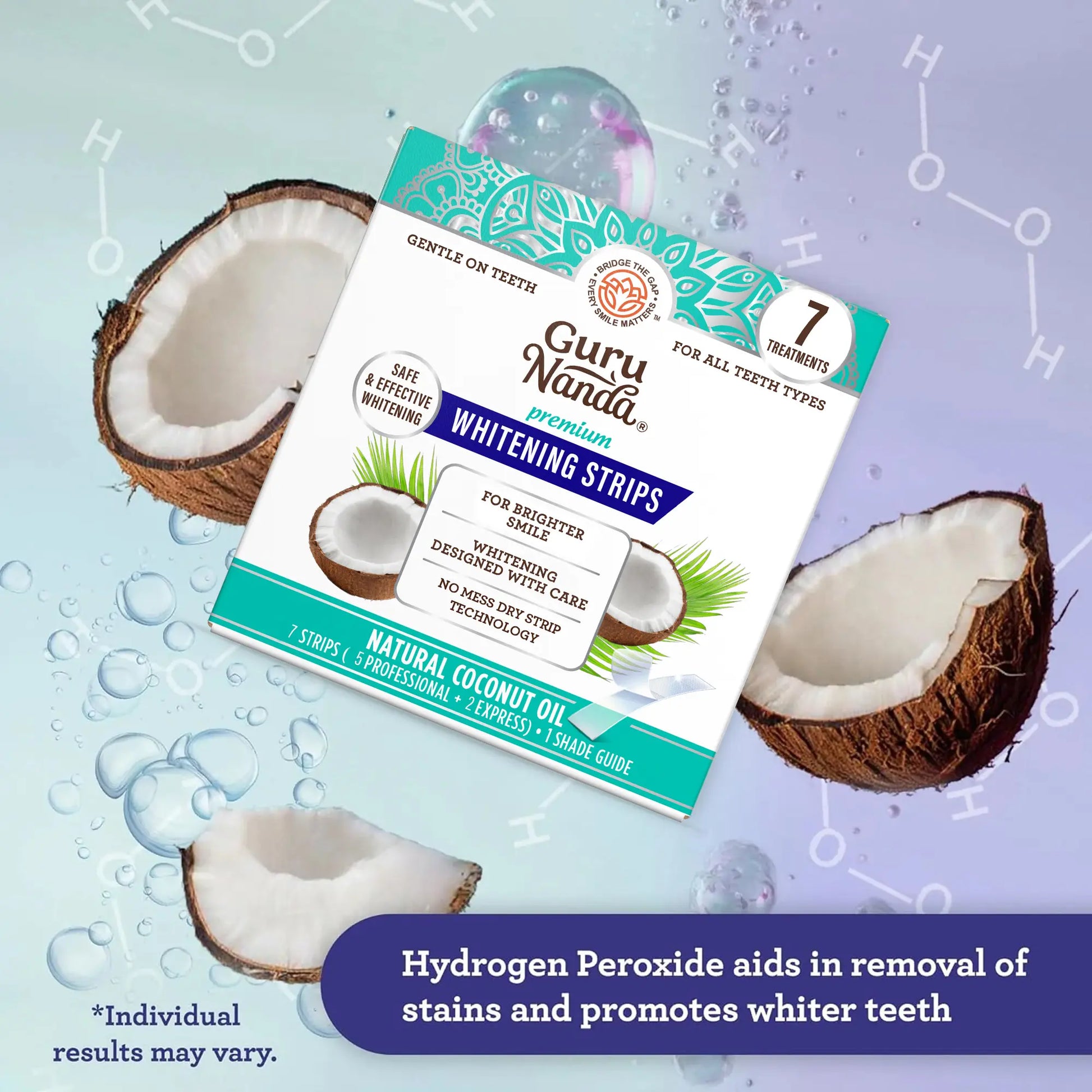 Gurunanda Whitening Strips - 7-Day Non-Slip Treatment (14 Strips Total) for a Brighter Smile!