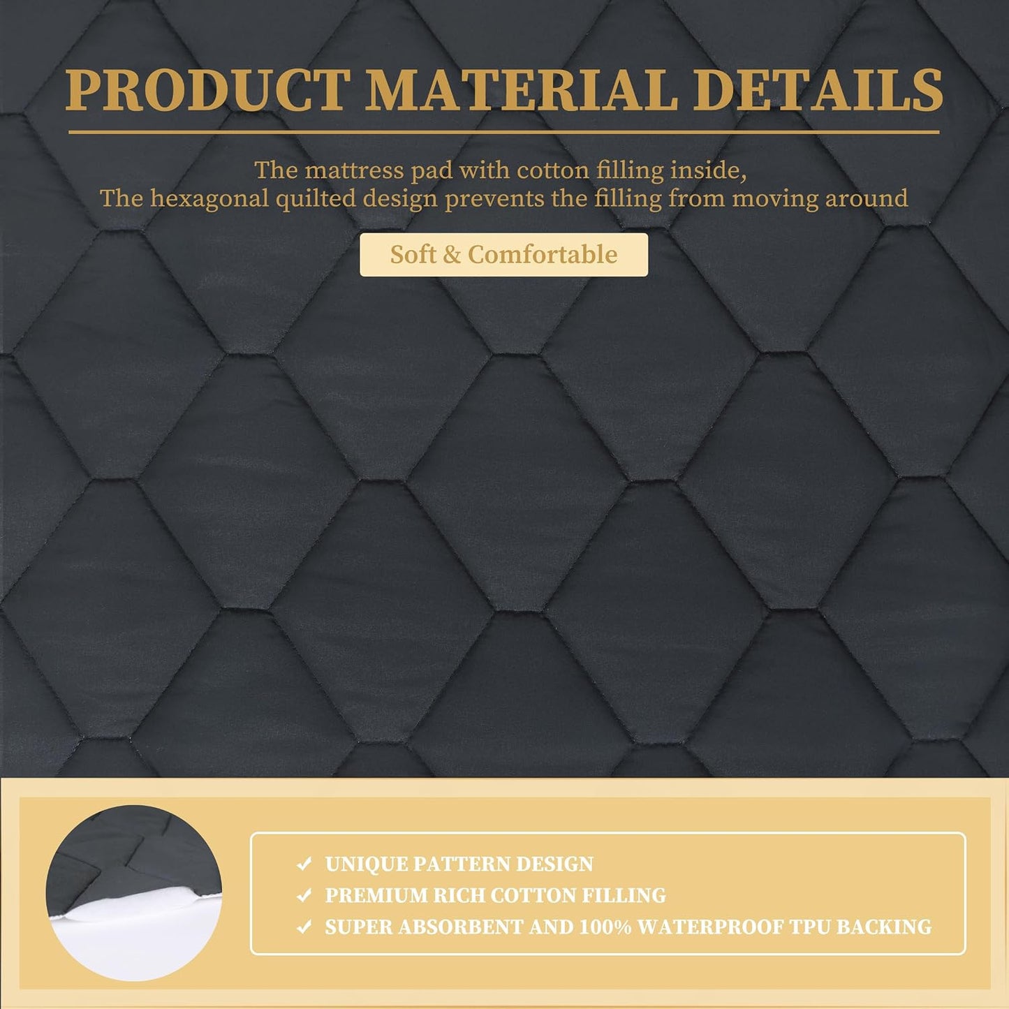 Quilted Fitted Mattress Pad Cover, Waterproof Mattress Protector, Deep Pocket Elastic Fits up to 18'', Breathable Soft Alternative Filling Mattress Pad Twin