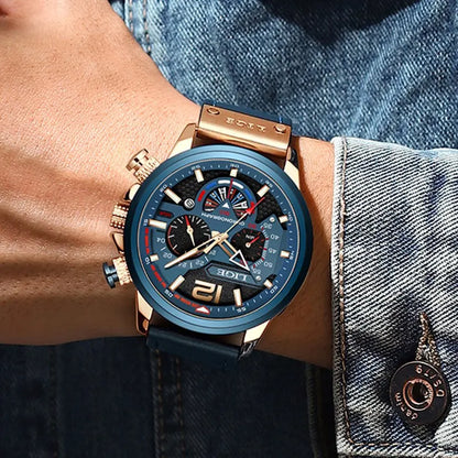 Stylish Men's Luxury Quartz Watch with Luminous Hands and Waterproof Features