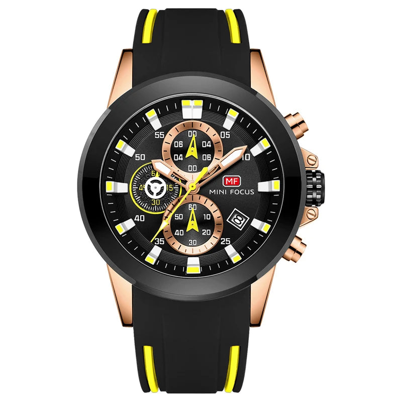 Elevate Your Style with the MINI FOCUS Luxury Chronograph Men's Watch – Waterproof Casual Sport Date Quartz Silicone Wristwatch