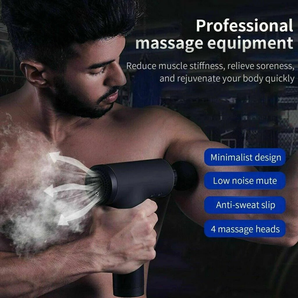 Professional Deep Tissue Percussion Massage Gun with Four Interchangeable Heads
