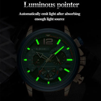 Stylish Men's Luxury Quartz Watch with Luminous Hands and Waterproof Features