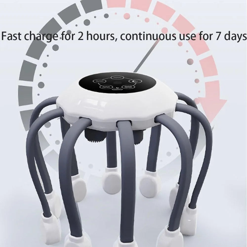 Revitalize Your Senses with the Octopus Claw Eight Claw Electric Head Massager – USB Charging Therapeutic Relaxation Tool