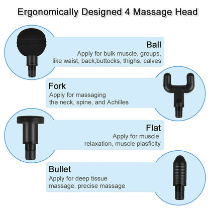 Professional Deep Tissue Percussion Massage Gun with Four Interchangeable Heads