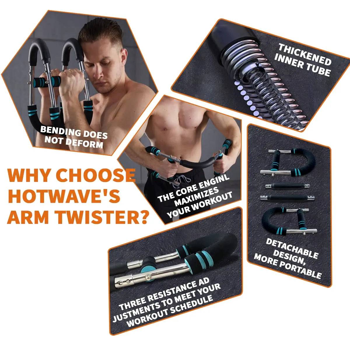 HOTWAVE Arm Trainer, Adjustable Chest Workout Equipment, Arm Trainer for Men, Chest Trainer for Men, Shoulder Muscle Training, Portable Spring Resistance Home Fitness Equipment Summerwins Fathersdaygift
