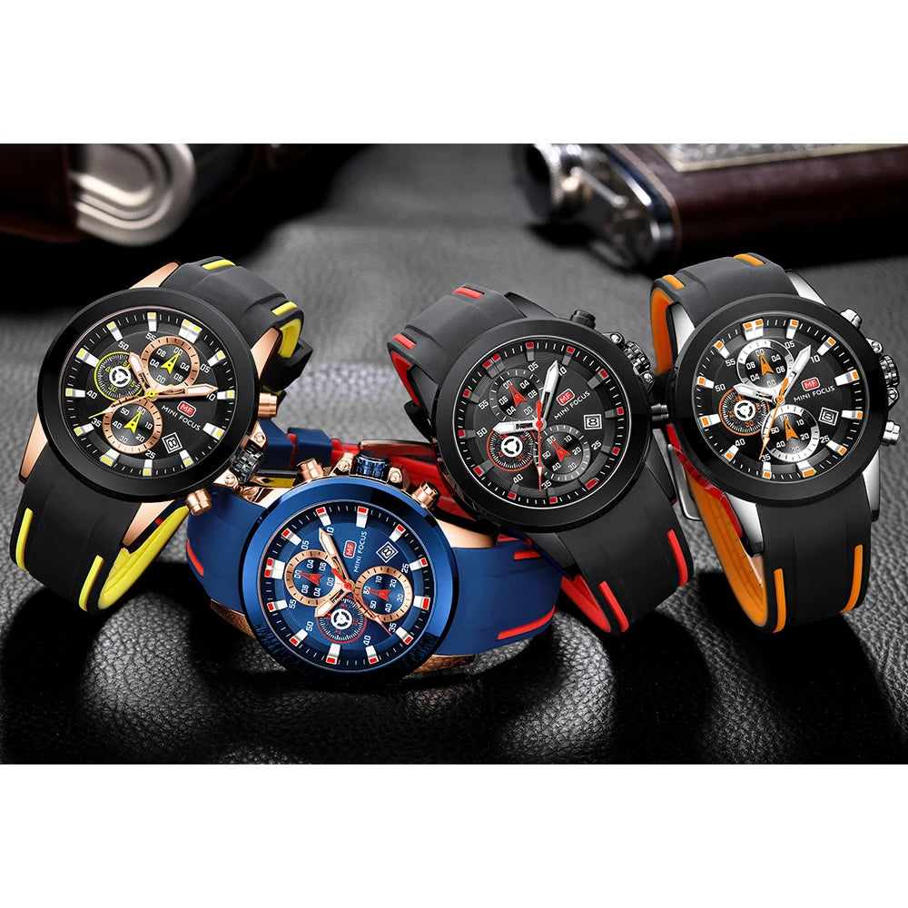 Elevate Your Style with the MINI FOCUS Luxury Chronograph Men's Watch – Waterproof Casual Sport Date Quartz Silicone Wristwatch