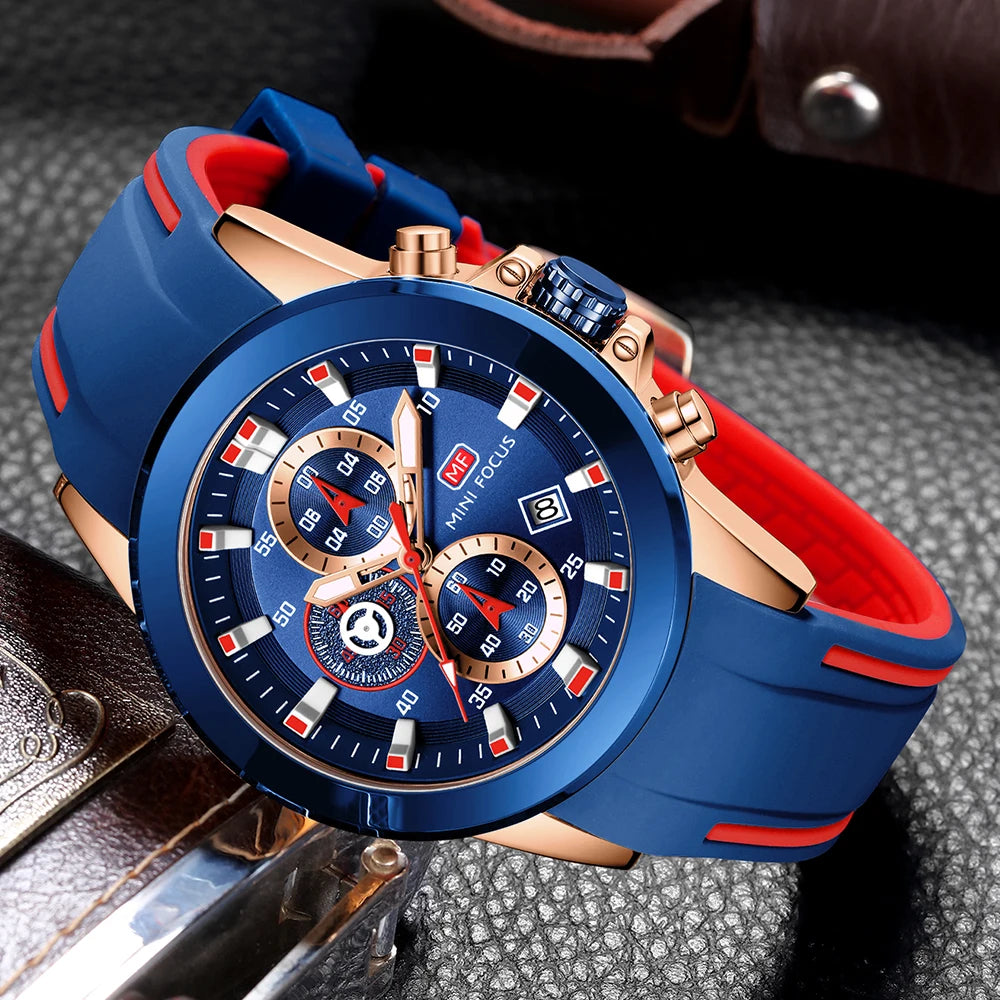 Elevate Your Style with the MINI FOCUS Luxury Chronograph Men's Watch – Waterproof Casual Sport Date Quartz Silicone Wristwatch