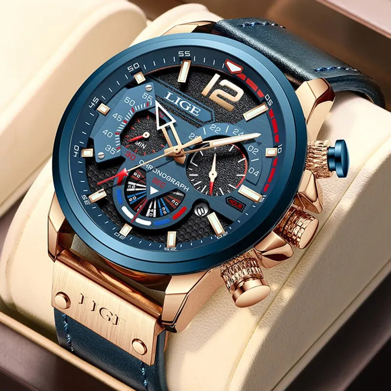 Stylish Men's Luxury Quartz Watch with Luminous Hands and Waterproof Features