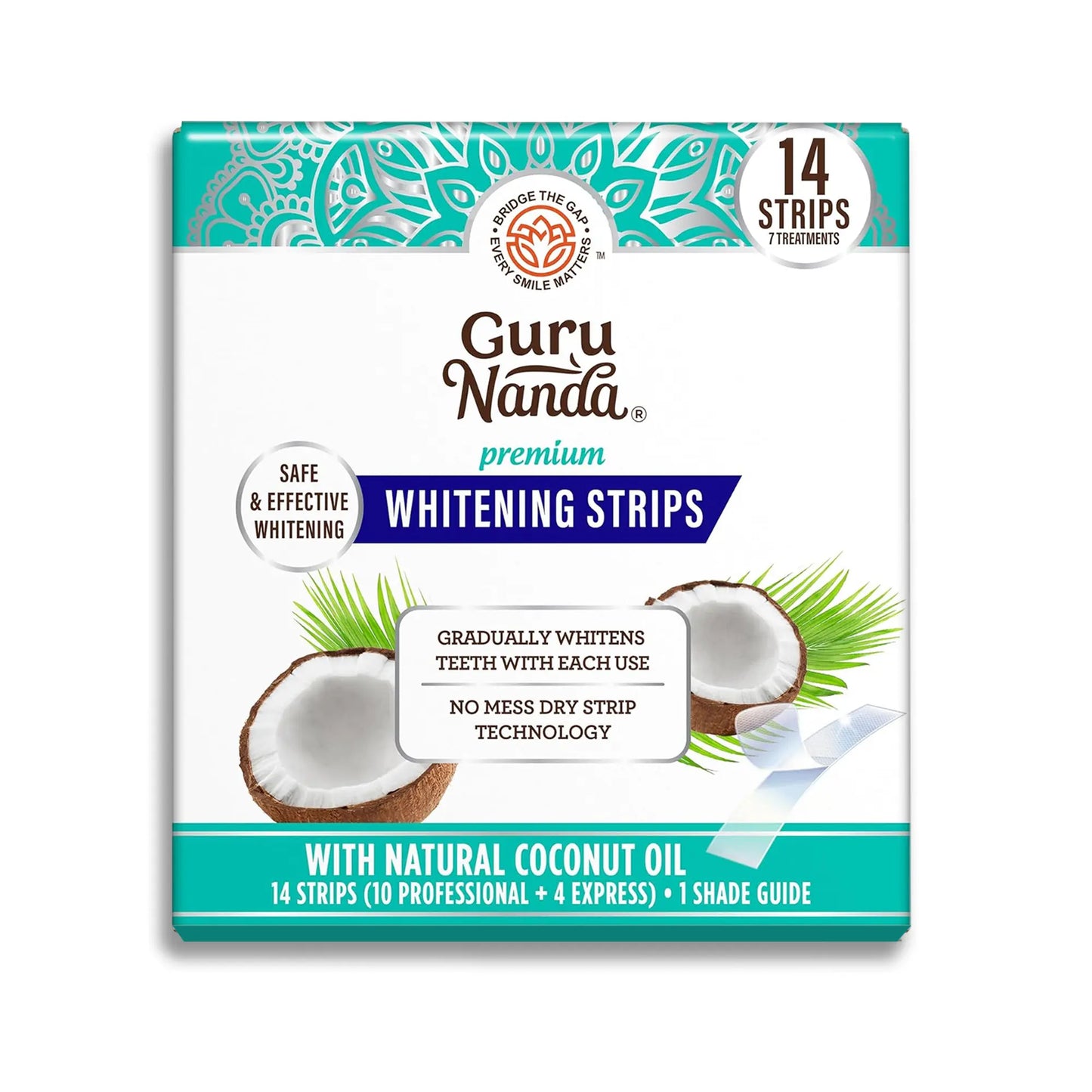 Gurunanda Whitening Strips - 7-Day Non-Slip Treatment (14 Strips Total) for a Brighter Smile!