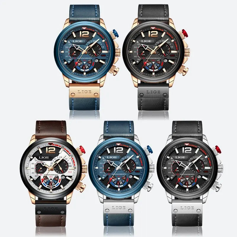 Stylish Men's Luxury Quartz Watch with Luminous Hands and Waterproof Features