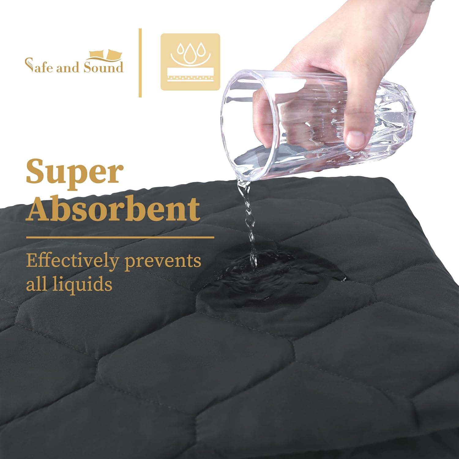 Quilted Fitted Mattress Pad Cover, Waterproof Mattress Protector, Deep Pocket Elastic Fits up to 18'', Breathable Soft Alternative Filling Mattress Pad Twin