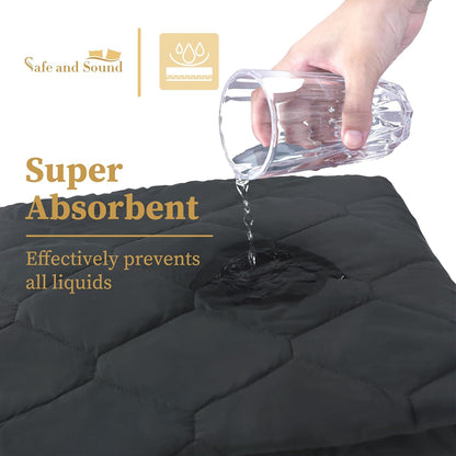 Quilted Fitted Mattress Pad Cover, Waterproof Mattress Protector, Deep Pocket Elastic Fits up to 18'', Breathable Soft Alternative Filling Mattress Pad Twin
