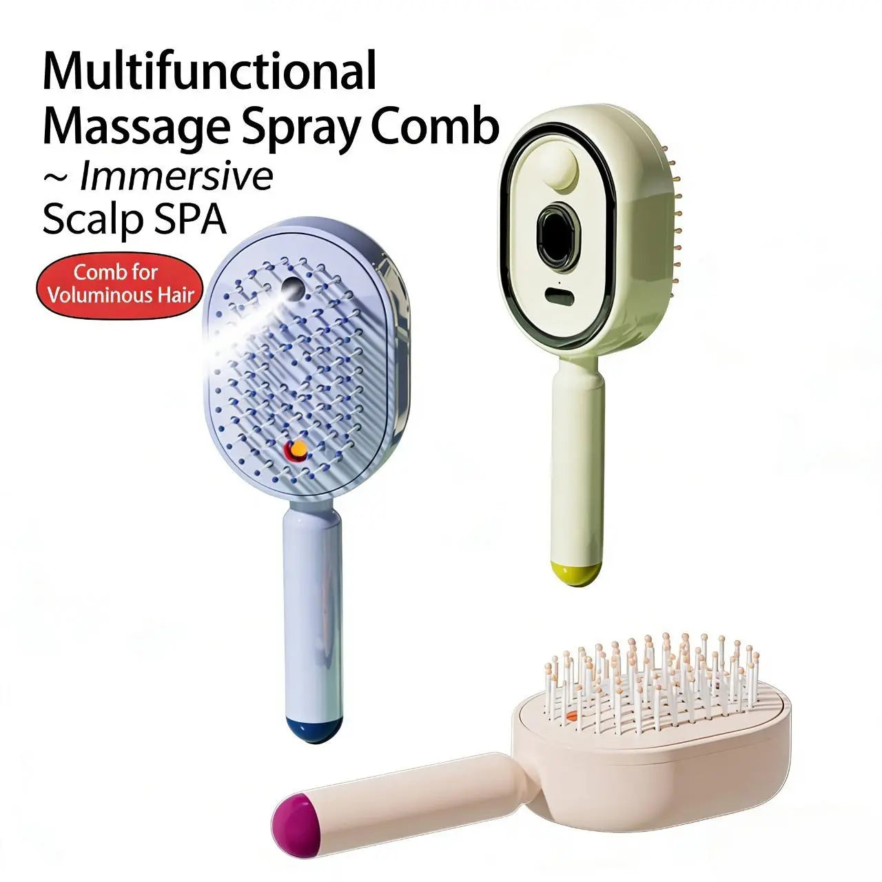 Electric Spray Air Cushion Massage Comb | Essential Oil Mist Hair Care Comb | Self-Cleaning Anti-Tangle | Anti-Static Volumizing Aromatherapy Comb,Random Color.