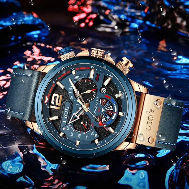 Stylish Men's Luxury Quartz Watch with Luminous Hands and Waterproof Features