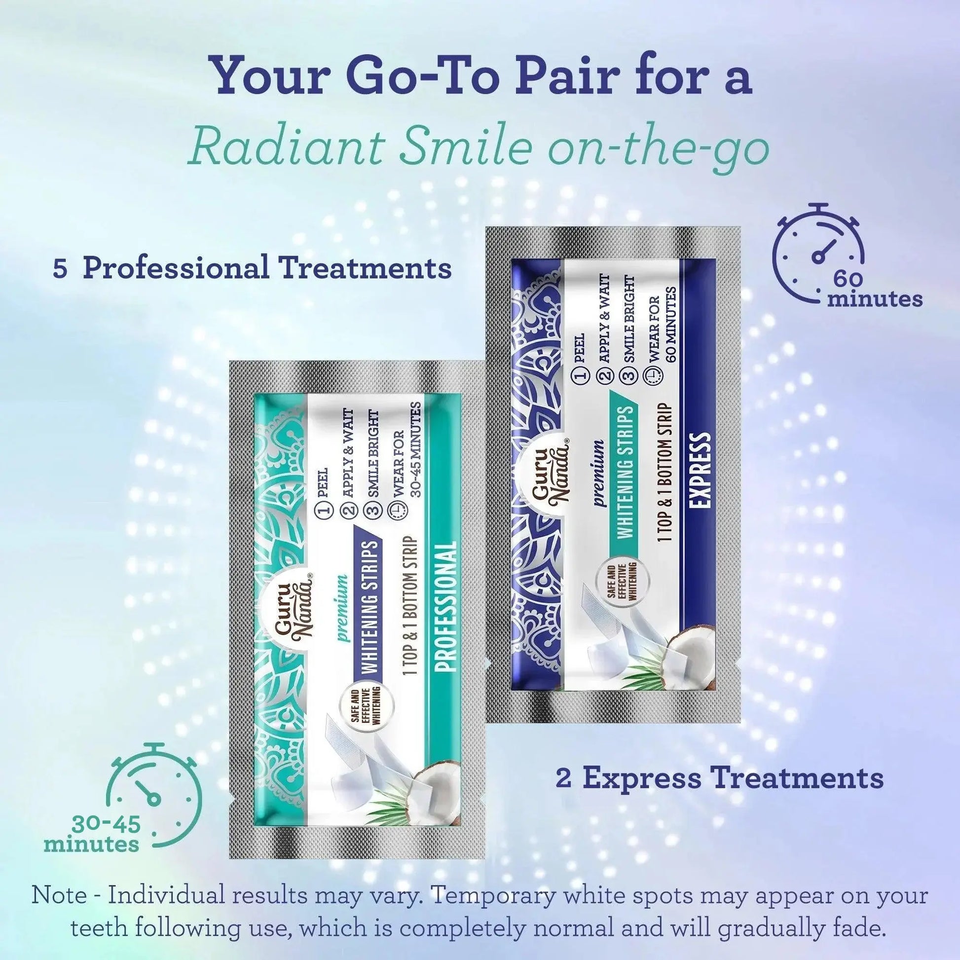 Gurunanda Whitening Strips - 7-Day Non-Slip Treatment (14 Strips Total) for a Brighter Smile!
