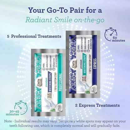 Gurunanda Whitening Strips - 7-Day Non-Slip Treatment (14 Strips Total) for a Brighter Smile!