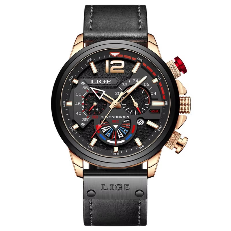Stylish Men's Luxury Quartz Watch with Luminous Hands and Waterproof Features