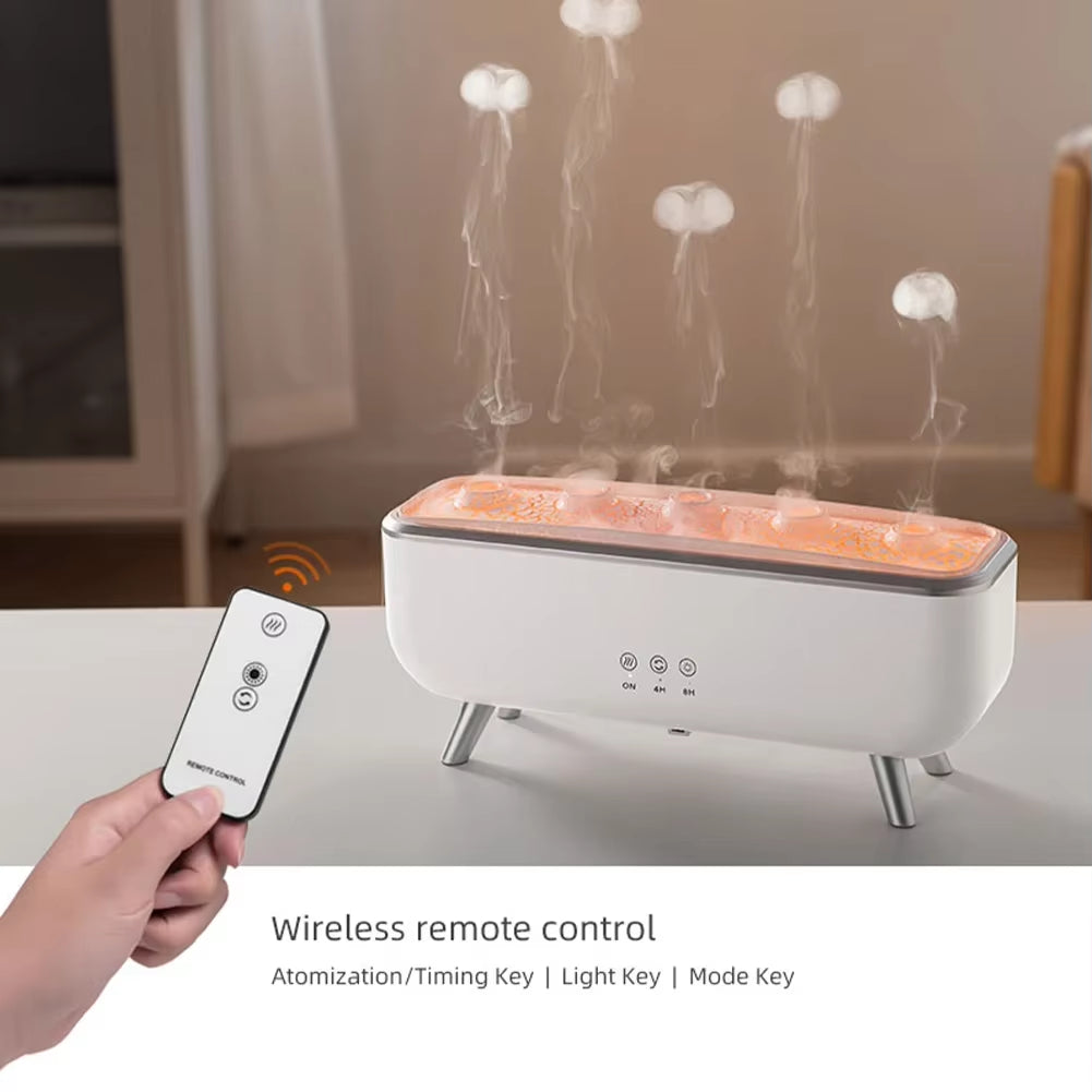 300Ml Dynamic Dancing Jellyfish Air Humidifier 5 Nozzles Colorful Lighting Aromatherapy Diffuser 2 Mist Modes for Home Office