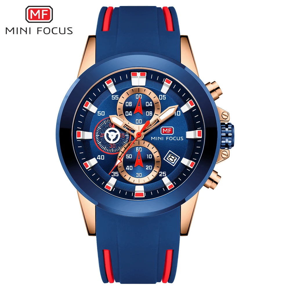 Elevate Your Style with the MINI FOCUS Luxury Chronograph Men's Watch – Waterproof Casual Sport Date Quartz Silicone Wristwatch