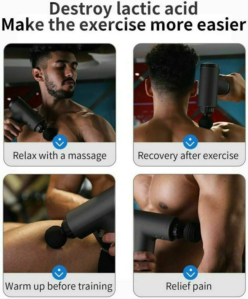 Professional Deep Tissue Percussion Massage Gun with Four Interchangeable Heads