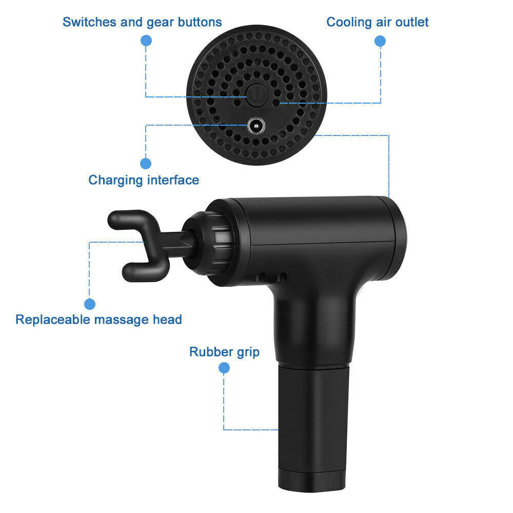 Professional Deep Tissue Percussion Massage Gun with Four Interchangeable Heads