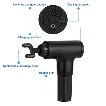 Professional Deep Tissue Percussion Massage Gun with Four Interchangeable Heads