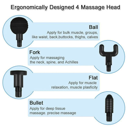 Professional Deep Tissue Percussion Massage Gun with Four Interchangeable Heads