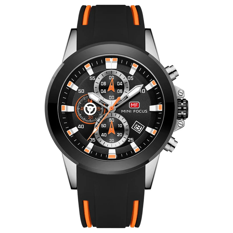 Elevate Your Style with the MINI FOCUS Luxury Chronograph Men's Watch – Waterproof Casual Sport Date Quartz Silicone Wristwatch