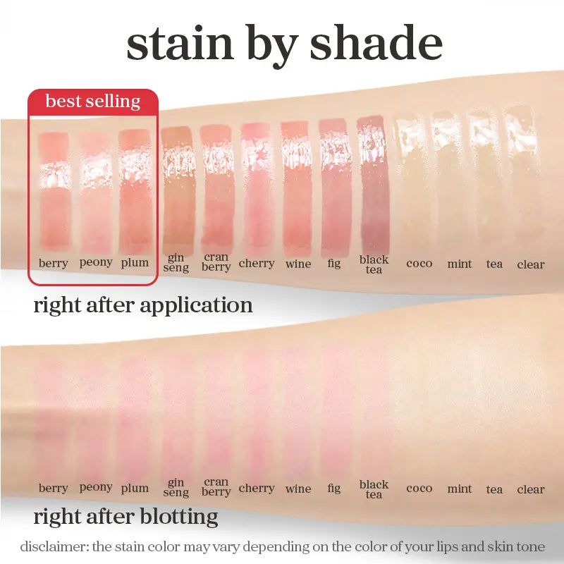 Nooni Korean Apple Lip Oil & Stain - Glossy, Long-Lasting Hydration in 13 Shades! Moisturizing Lip Care for a Plump, Transfer-Proof Finish