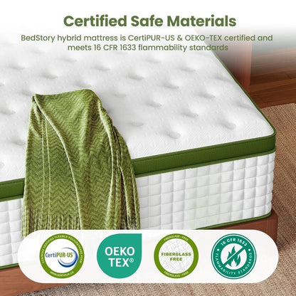 Extra Firm Hybrid King Mattress 14 Inch for Back Pain Relief with Edge Support & Cooling, Hotel Bed, Custom