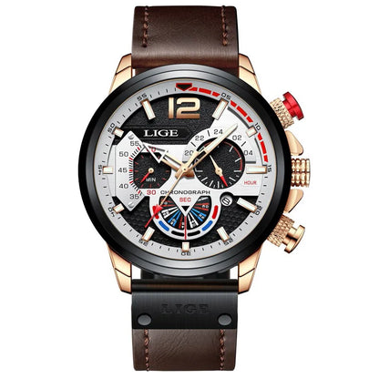 Stylish Men's Luxury Quartz Watch with Luminous Hands and Waterproof Features