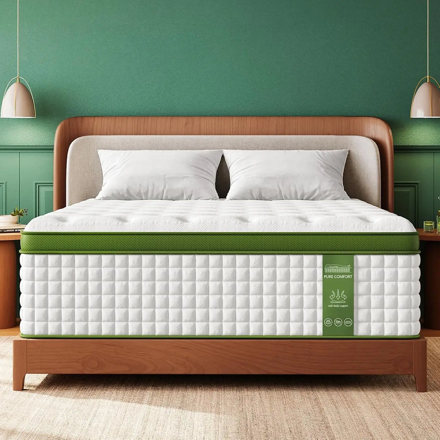 Extra Firm Hybrid King Mattress 14 Inch for Back Pain Relief with Edge Support & Cooling, Hotel Bed, Custom